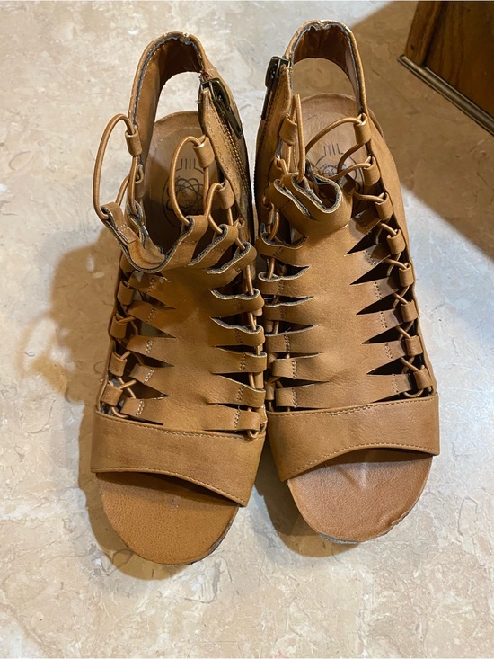 PIKOLINOS Shoes - PIKOLINOS Tan Braided Cutout Peep-Toe Sandals